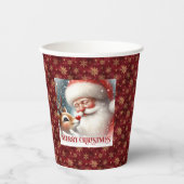 Cute Classic Santa Rudolph Funny Holiday Party Cup 紙コップ (正面)