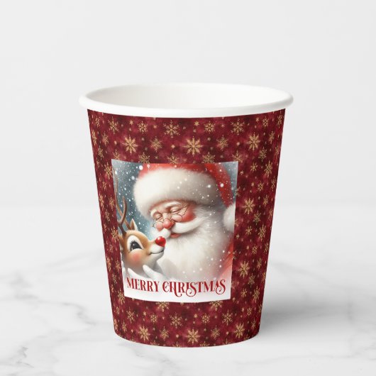 Cute Classic Santa Rudolph Funny Holiday Party Cup 紙コップ (正面)