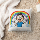 Cute Cleaning Mascot Rainbow Cartoon Design Art クッション (ブランケット)