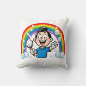 Cute Cleaning Mascot Rainbow Cartoon Design Art クッション (正面)