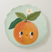 Cute Clementine Pillow Whimsical Nursery & Kid ラウンドクッション (裏面)