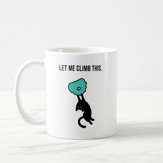 Cute Climbing Cat Catches Climbing Hold コーヒーマグカップ (左)