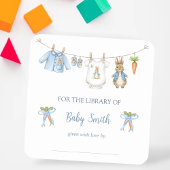 Cute Clothesline Peter the Rabbit Book Plate スクエアシール
