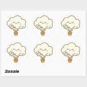 Cute Cloud Watering a Plant – Transparent Sticker ラウンドシール (シート)