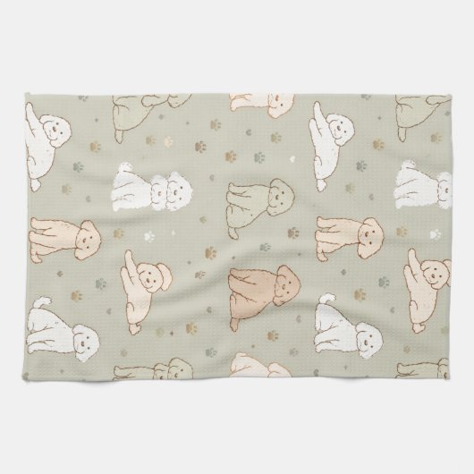 Cute Cockapoo kitchen Towel Dog Lover Gift キッチンタオル (横)
