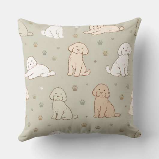 Cute Cockapoo Pattern | Dog Lover Cushion クッション (裏面)