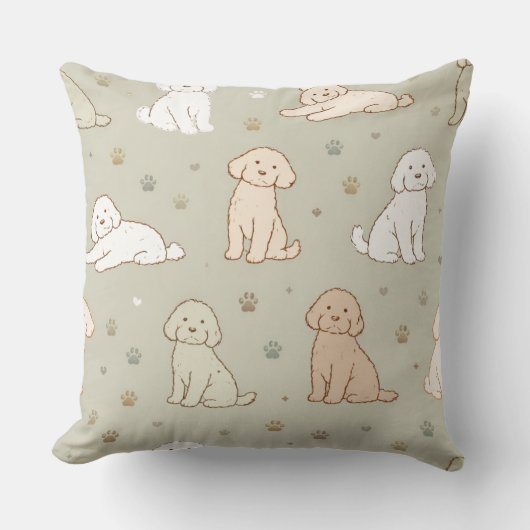 Cute Cockapoo Pattern | Dog Lover Cushion クッション (正面)