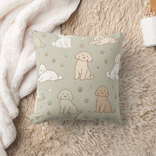 Cute Cockapoo Pattern Pillow | Dog Lover Cushion クッション (ブランケット)