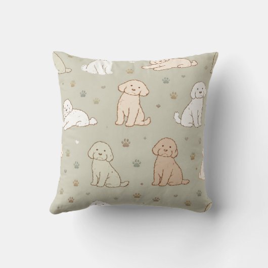 Cute Cockapoo Pattern Pillow | Dog Lover Cushion クッション (裏面)