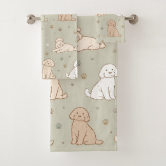 Cute Cockapoo Puppy Towel Set Dog Lover Gift バスタオルセット