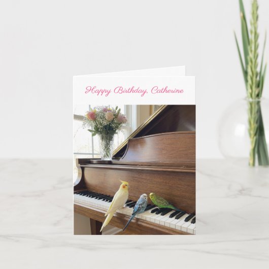 Cute Cockatiel Budgie Music Lover Custom Birthday  カード (正面)