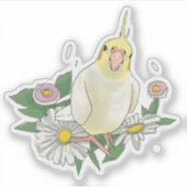 Cute Cockatiel Floral シール (正面)