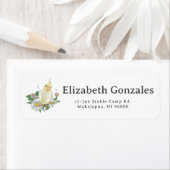 Cute Cockatiel Floral Illustration ラベル (インサイチュ)