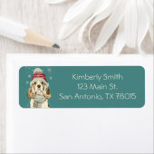 Cute Cocker Spaniel Christmas Return Address  ラベル (インサイチュ)