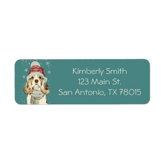 Cute Cocker Spaniel Christmas Return Address  ラベル (正面)