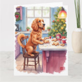 Cute Cocker Spaniel Gingerbread Baking Christmas カード (正面)