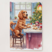Cute Cocker Spaniel Gingerbread Baking Christmas ジグソーパズル (縦)