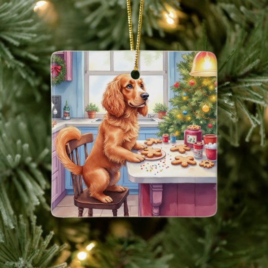 Cute Cocker Spaniel Gingerbread Baking Christmas セラミックオーナメント (ツリー)