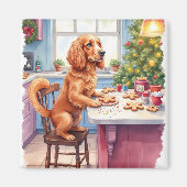 Cute Cocker Spaniel Gingerbread Baking Christmas マグネット (正面)