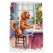 Cute Cocker Spaniel Gingerbread Baking Christmas ミディアムペーパーバッグ (裏面)