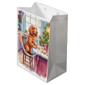 Cute Cocker Spaniel Gingerbread Baking Christmas ミディアムペーパーバッグ (裏面アングル)