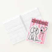 Cute Cocker Spaniel Puppy Pink Striped Notebook ノートブック (内部)