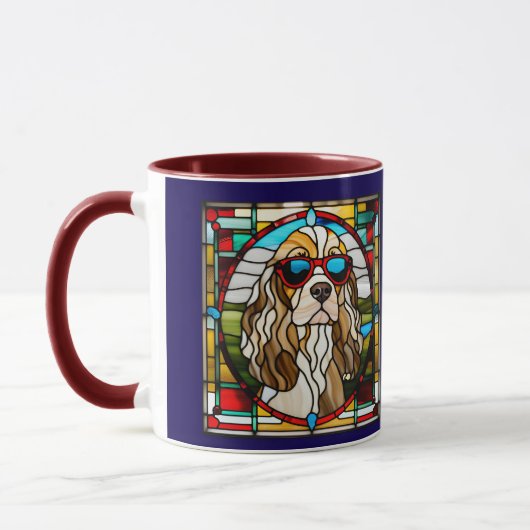 Cute Cocker Spaniel Stained Glass Coffee Mug マグカップ (左)