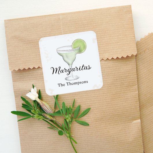 Cute Cocktail Party Custom Watercolor スクエアシール