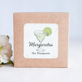 Cute Cocktail Party Custom Watercolor スクエアシール