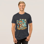 Cute Code Monkey Programmerデザイン トライブレンドＴシャツ (正面全面)