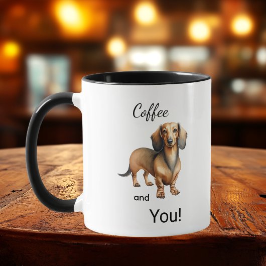 Cute Coffee And Dachshund Brown Personalize マグカップ