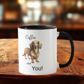 Cute Coffee And Dachshund Brown Personalize マグカップ