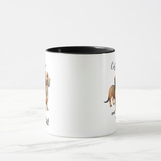 Cute Coffee And Dachshund Brown Personalize マグカップ (中央)