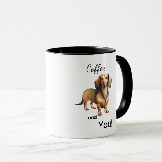 Cute Coffee And Dachshund Brown Personalize マグカップ (正面右)