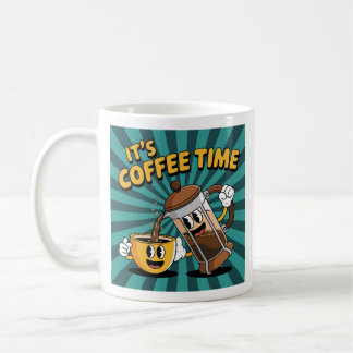 Cute Coffee and French Press Design – Morning Brew コーヒーマグカップ