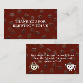 Cute Coffee Beans Thank You Card Design ロイヤリティカード