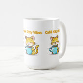 **Cute Coffee Cat – Adorable Cat Drinking Coffee I コーヒーマグカップ (正面右)