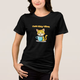 **Cute Coffee Cat – Adorable Cat Drinking Coffee I トライブレンドＴシャツ
