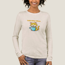 **Cute Coffee Cat – Adorable Cat Drinking Coffee I トライブレンドＴシャツ