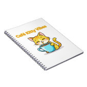 **Cute Coffee Cat – Adorable Cat Drinking Coffee I ノートブック (右側)