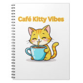 **Cute Coffee Cat – Adorable Cat Drinking Coffee I ノートブック (正面)