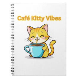 **Cute Coffee Cat – Adorable Cat Drinking Coffee I ノートブック