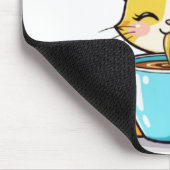 **Cute Coffee Cat – Adorable Cat Drinking Coffee I マウスパッド (コーナー)