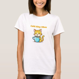 **Cute Coffee Cat – Adorable Cat Drinking Coffee I Tシャツ