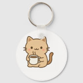 Cute Coffee Cat Kawaii Cozy Aesthetic Design キーホルダー (裏面)
