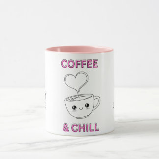 Cute "Coffee & Chill" Kawaii Mug – Coffee Lover GF マグカップ