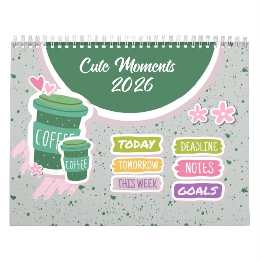 Cute Coffee Cup 2026 Calendar カレンダー (カバー)