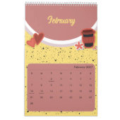 Cute Coffee Cup 2026 Calendar カレンダー (2月 2027)