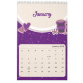 Cute Coffee Cup 2026 Calendar カレンダー (1月 2026)