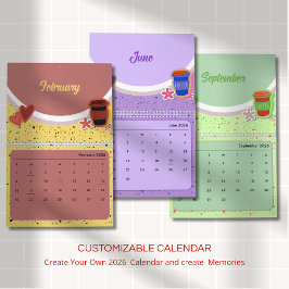 Cute Coffee Cup 2026 Calendar カレンダー